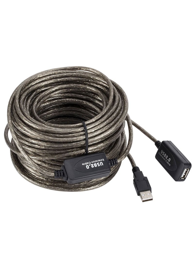 كابل USB 2.0 عالي السرعة 20 متر نوع A ذكر إلى أنثى معزز مكرر كابل تمديد - Image 1